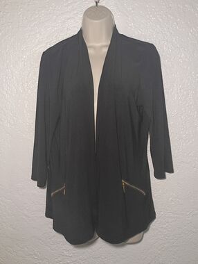 Carol Rose Black Open Front Sweater